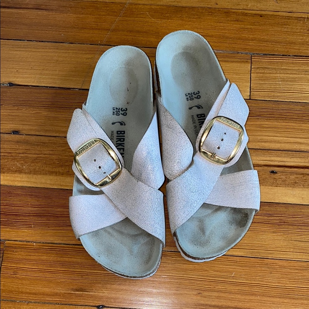 Birkenstock Siena Big Buckle Sandal EU39/US 8 in Shimmery Gold/Tan - Picture 4 of 15